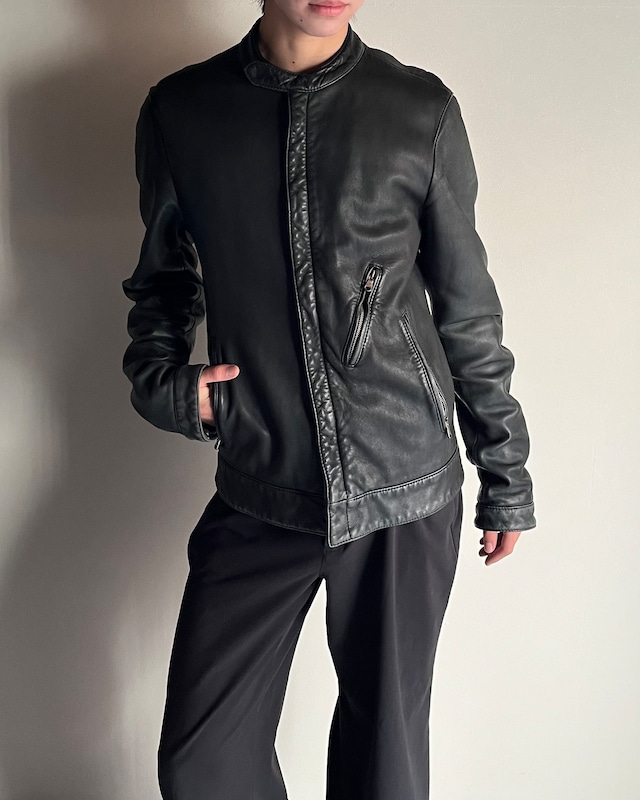 【DOLCE&GABBANA】lamb leather single riders jacket