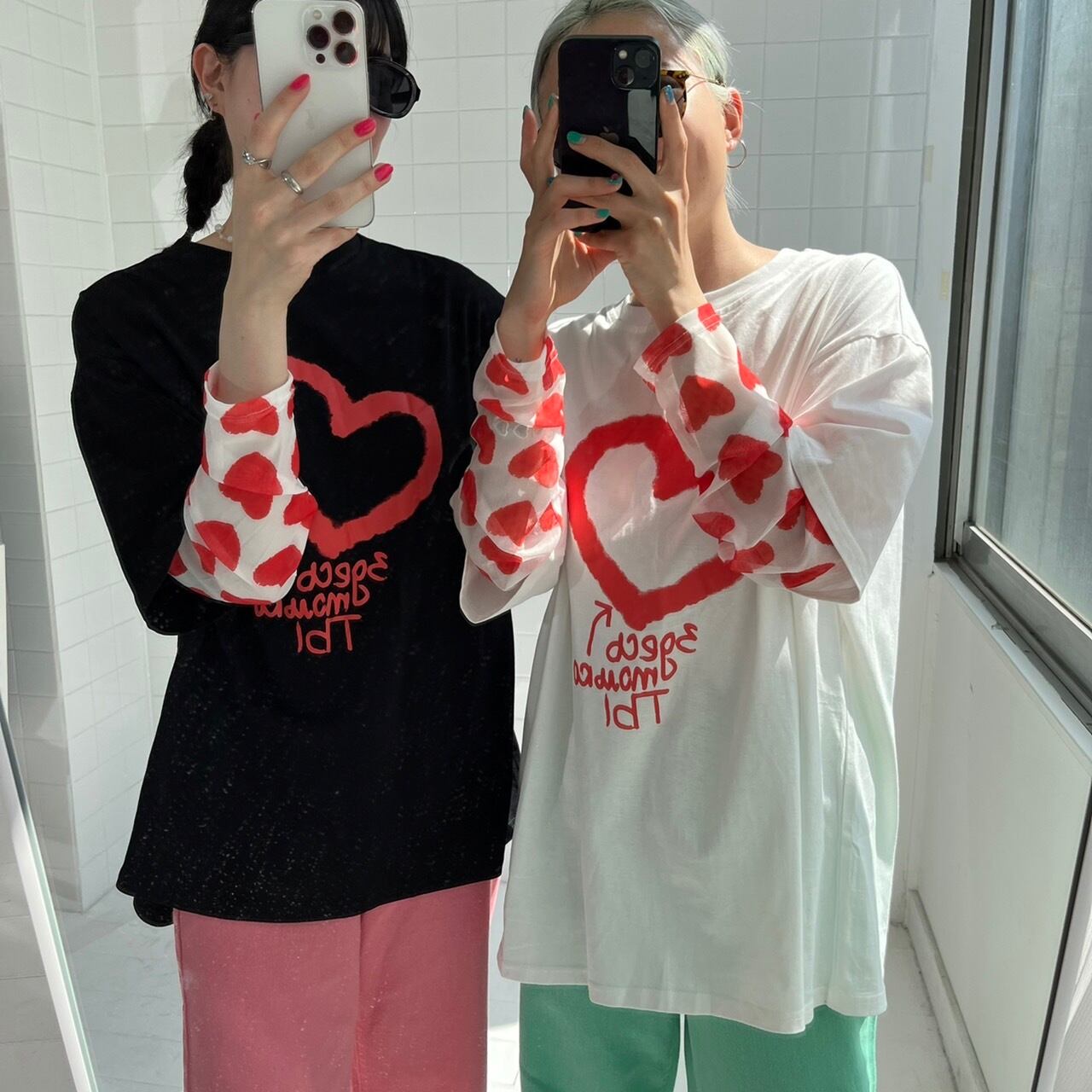 heart sheer layered T-shirt _SLN01190