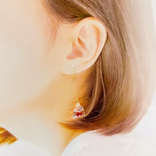 【片耳販売】金魚すくいのミニチュアピアス イヤリング イヤーカフ チャーム