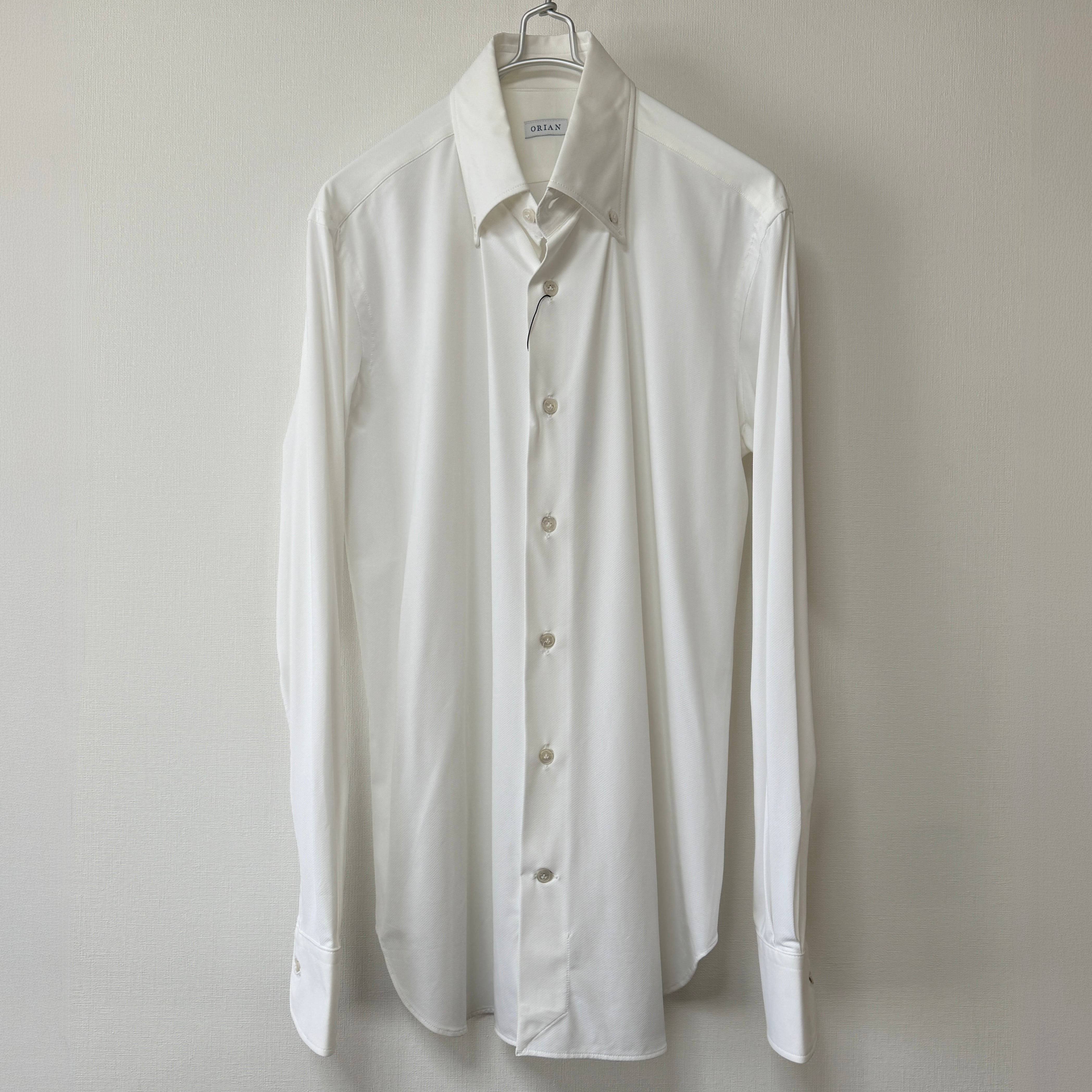 ORIAN〈未使用品〉ストレッチナイロンボタンダウンシャツ/白、38、S相当 ORIAN〈未使用品〉 マイクロストレッチナイロン イージーケア ボタン