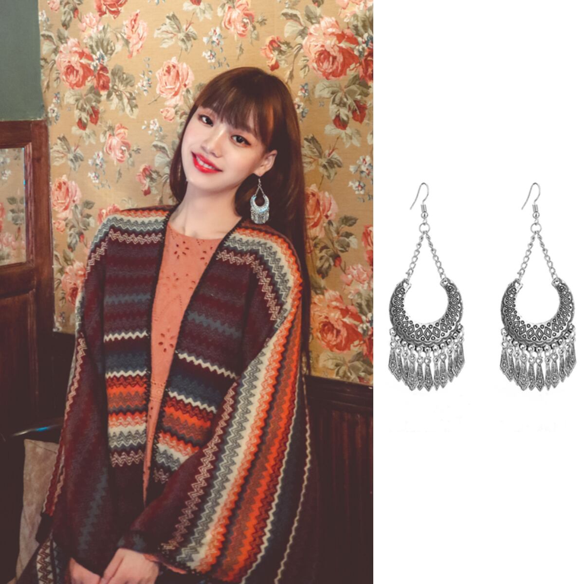 Enmeijiaレトロスタイルの中空彫刻テルイヤリングボヘミアンエスニックスタイルチベットシルバーイヤリング 延命家ファッション34161352362