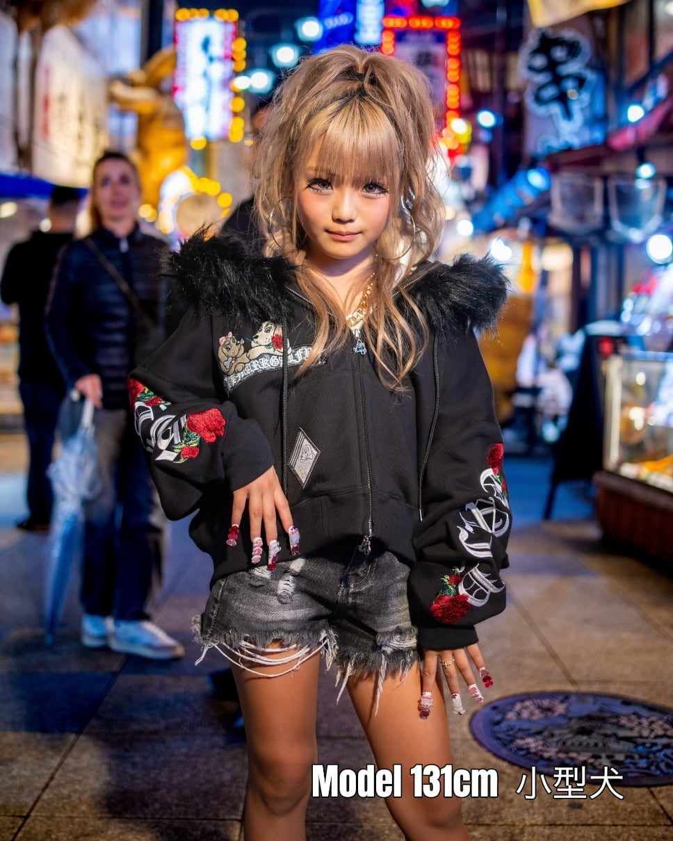 GALFY×Rafu&Co】ワンッ‼︎ROSEちゅー犬ZIPパーカー | GRATIFY