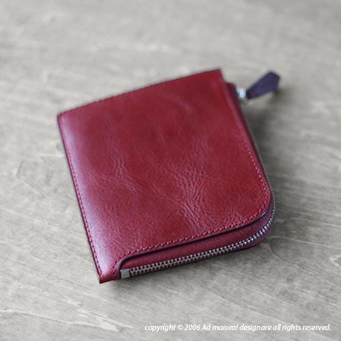 L型財布 "Leatus" ・ボルドー×カフェ[受注制作品]