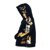 【hoodi26】 Remake Hoodie black × kimono
