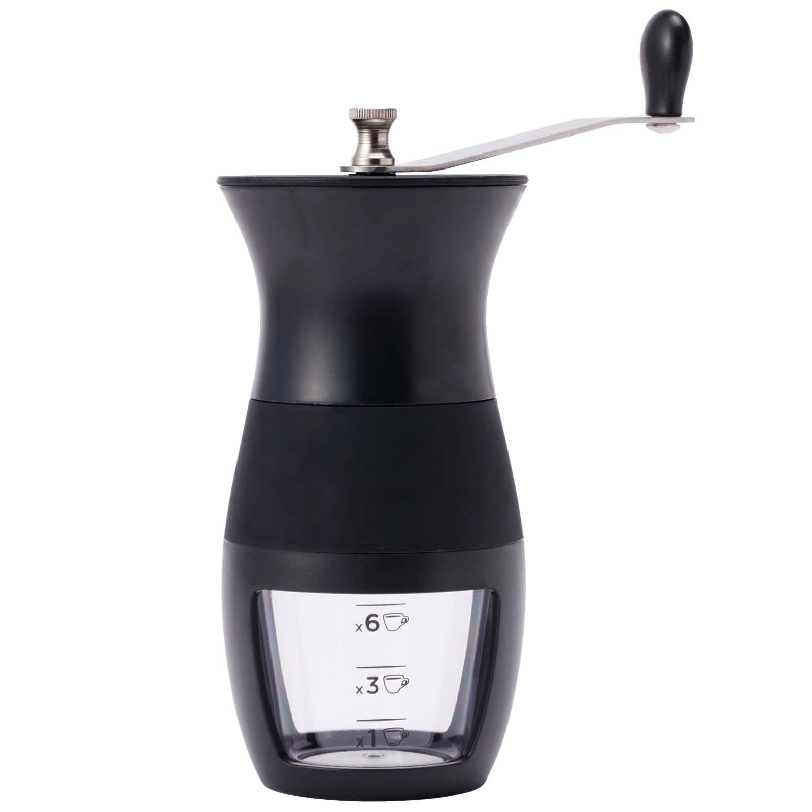 コモライフ 粗さ調節できるコーヒーミル コーヒーミル 豆挽き 手挽き 手動 目盛付き 分解 水洗いOK 持ち運び ハンドル取り外し可能 スリム コンパクト 小型 滑り止め 細挽き 粗挽き アウトドア キャンプ 【約フタ直径8.5×高さ17.5cm (ハンドル長さ:約12cm)】 【カップ容量:約100ml】