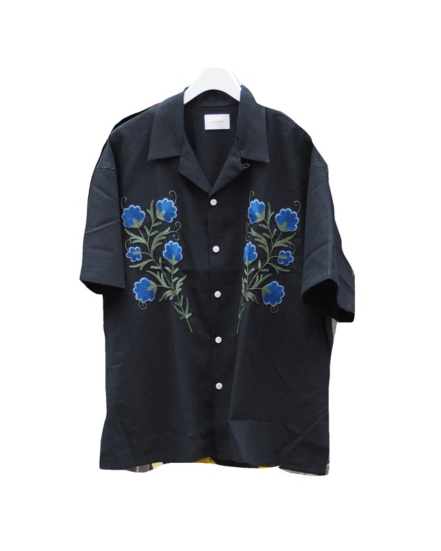 Aloha shirt - Flower embroidery / PiuLoro Black