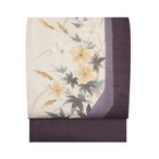 芙蓉のお花の模様　手描染め分け　夏名古屋帯【中古】