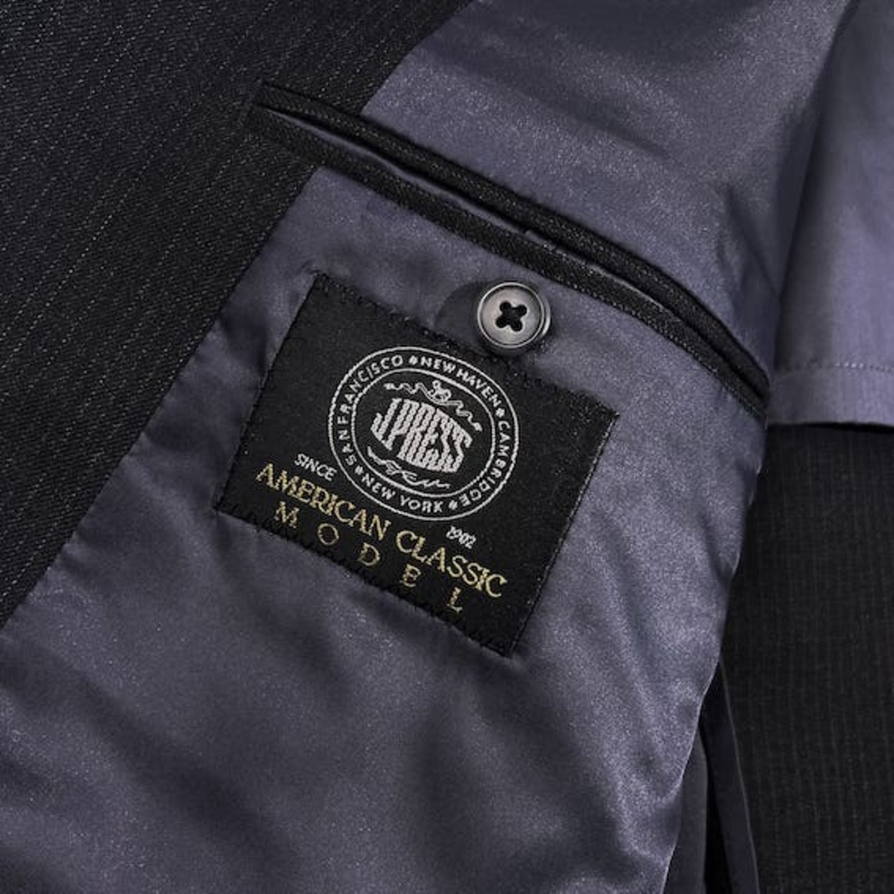 上下 J.PRESS ジェイプレス AMERICAN CLASSIC MODEL ストライプ テーラードジャケット スラックス セットアップ スーツ 96-78-180/ダークグレー ブラック系 メンズ