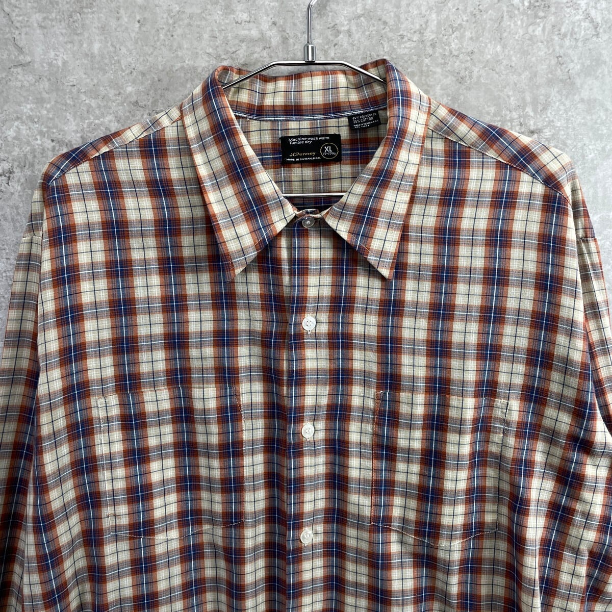 70年代 JC Penney ボックスシルエット チェックシャツ メンズXL 古着