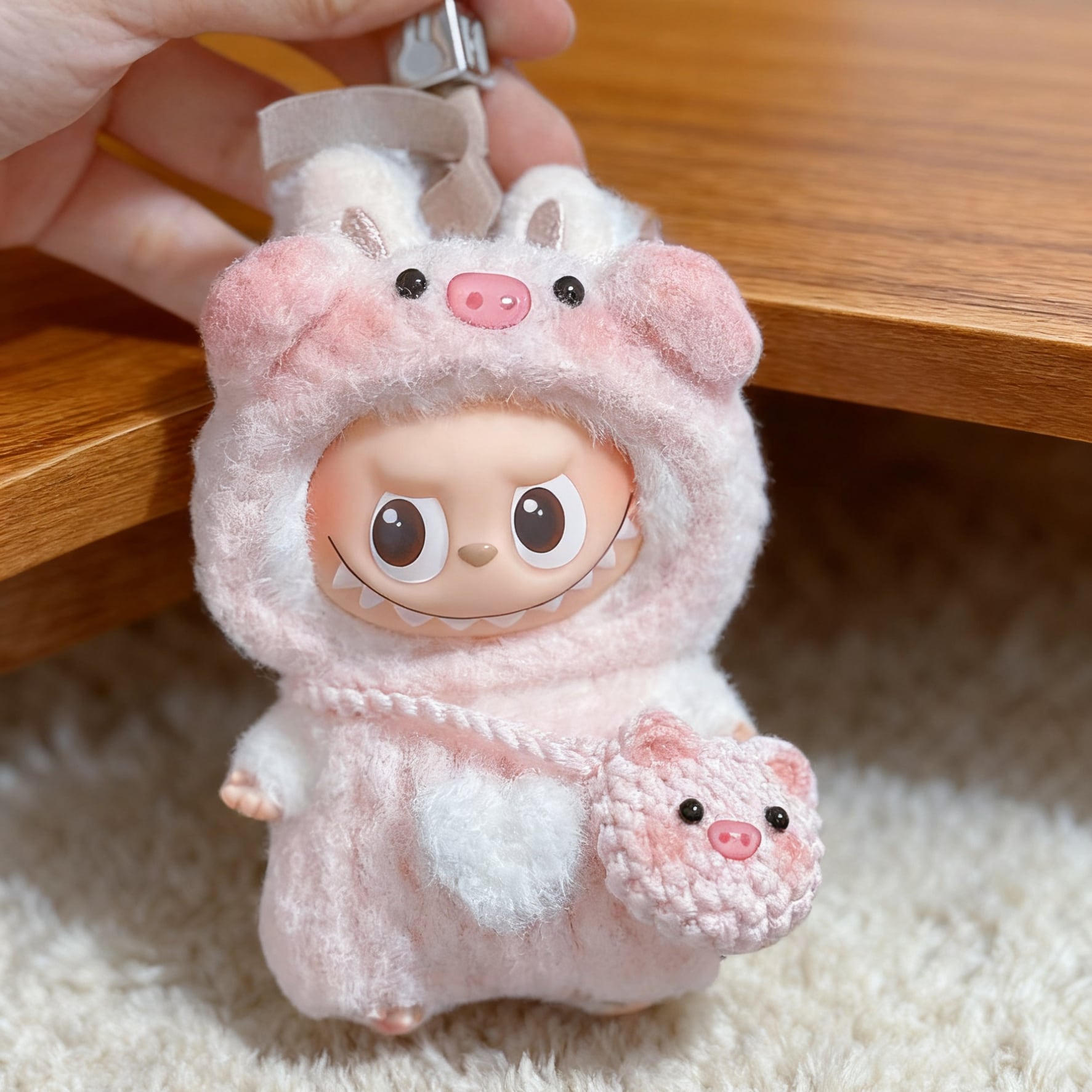 ピンクでふわふわ ブタコスチューム!labubu ラブブ4.0 もふもふブタちゃん衣装!ピンクのふわふわドール服がたまらない♡ インスタ映え