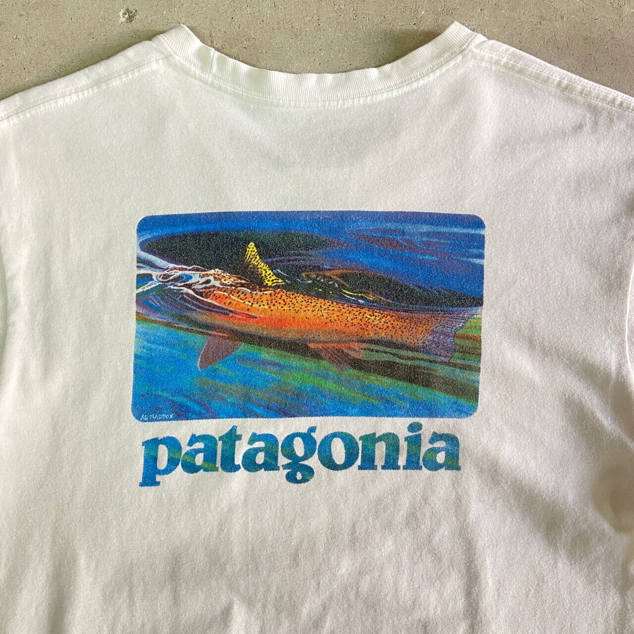 レア patagonia《新品》パタゴニア★旧ロゴ Tシャツ 前プリント 白/S