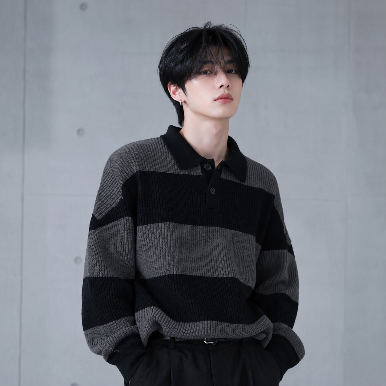 Border Polo Sweater 0010