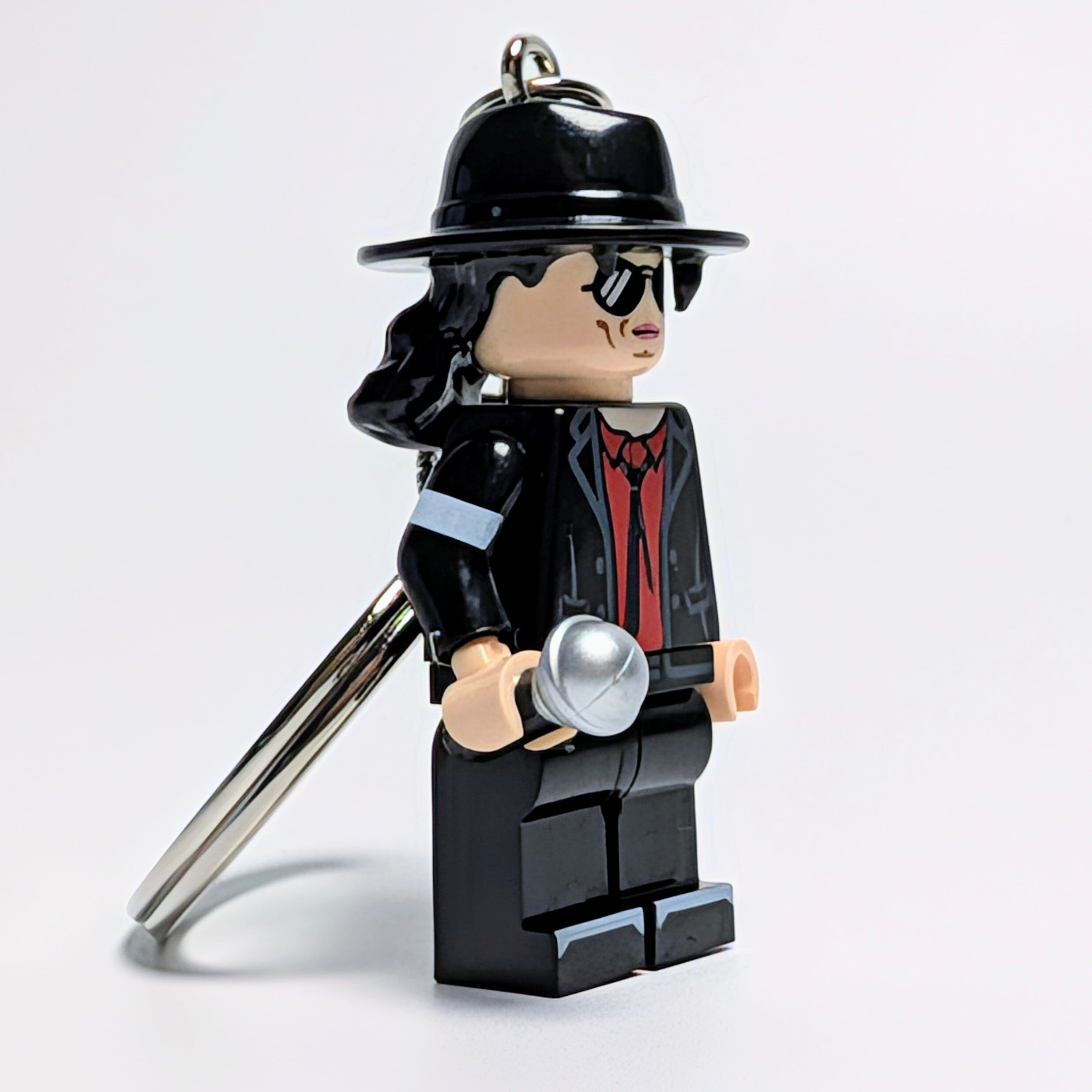 ★ブロックフィギュアキーホルダー★【 Michael Jackson / マイケル ジャクソン 】Dangerous ver.〚アメリカン雑貨 アメトイ〛