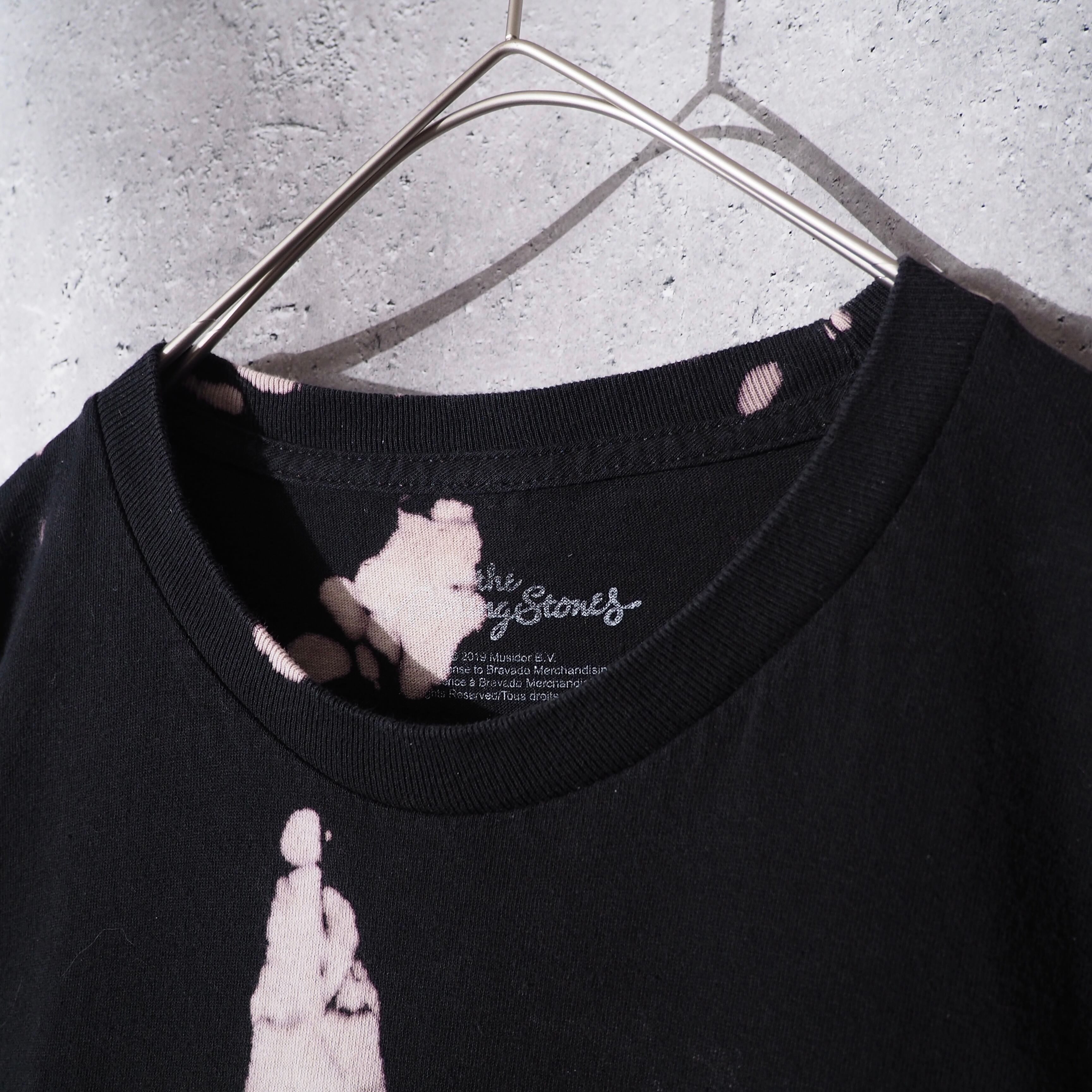 ” Rolling Stones Lips and Tongue ” logo printed bleach dyed Tee