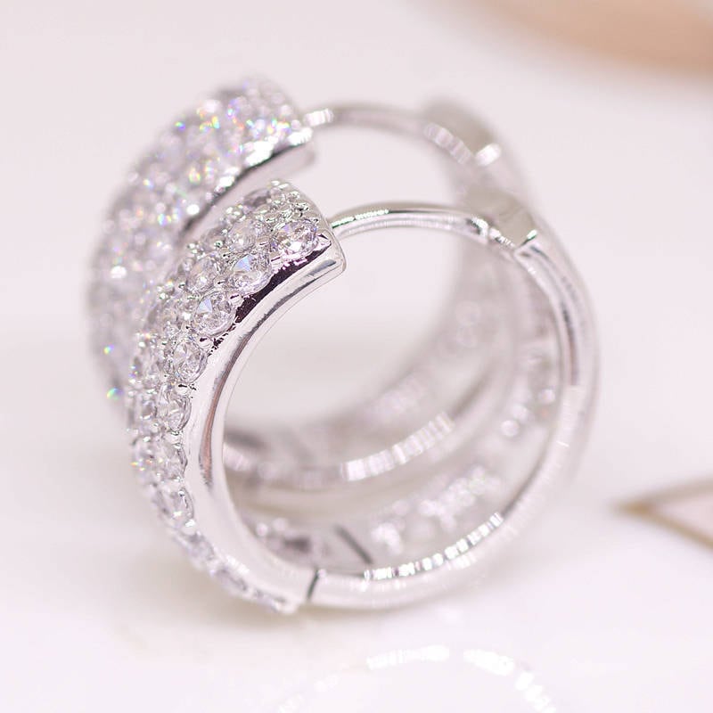 18K RGP プラチナ ダイヤ CZ リング ピアス yp4716 | Rainbow Rabbit