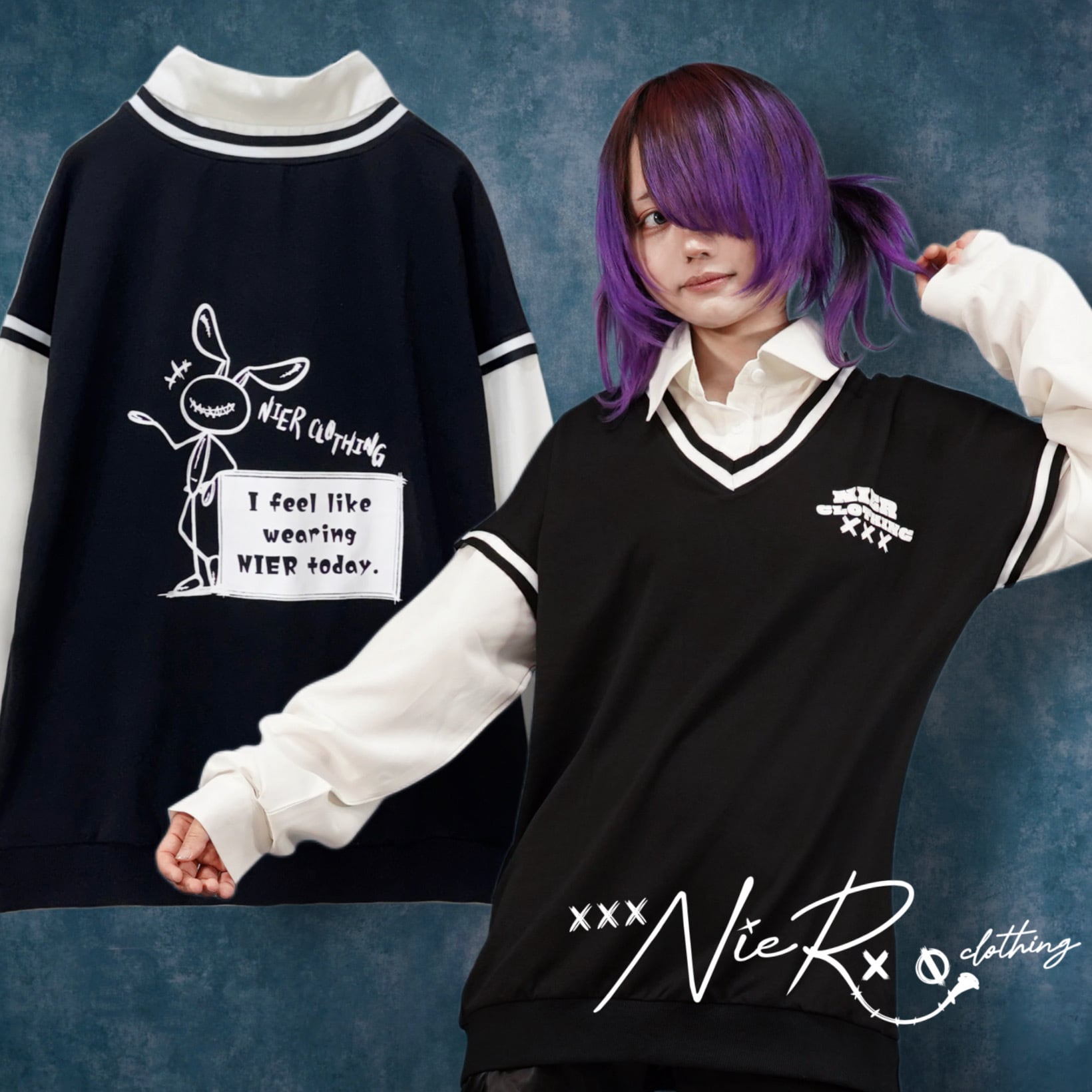 月末SPECIAL PRESENT》BLACK COLLAR FAKE LAYERED TOPS | NIER CLOTHING 月末SPECIAL PRESENT》BLACK COLLAR FAKE LAYERED TOPS | NIER CLOTHING