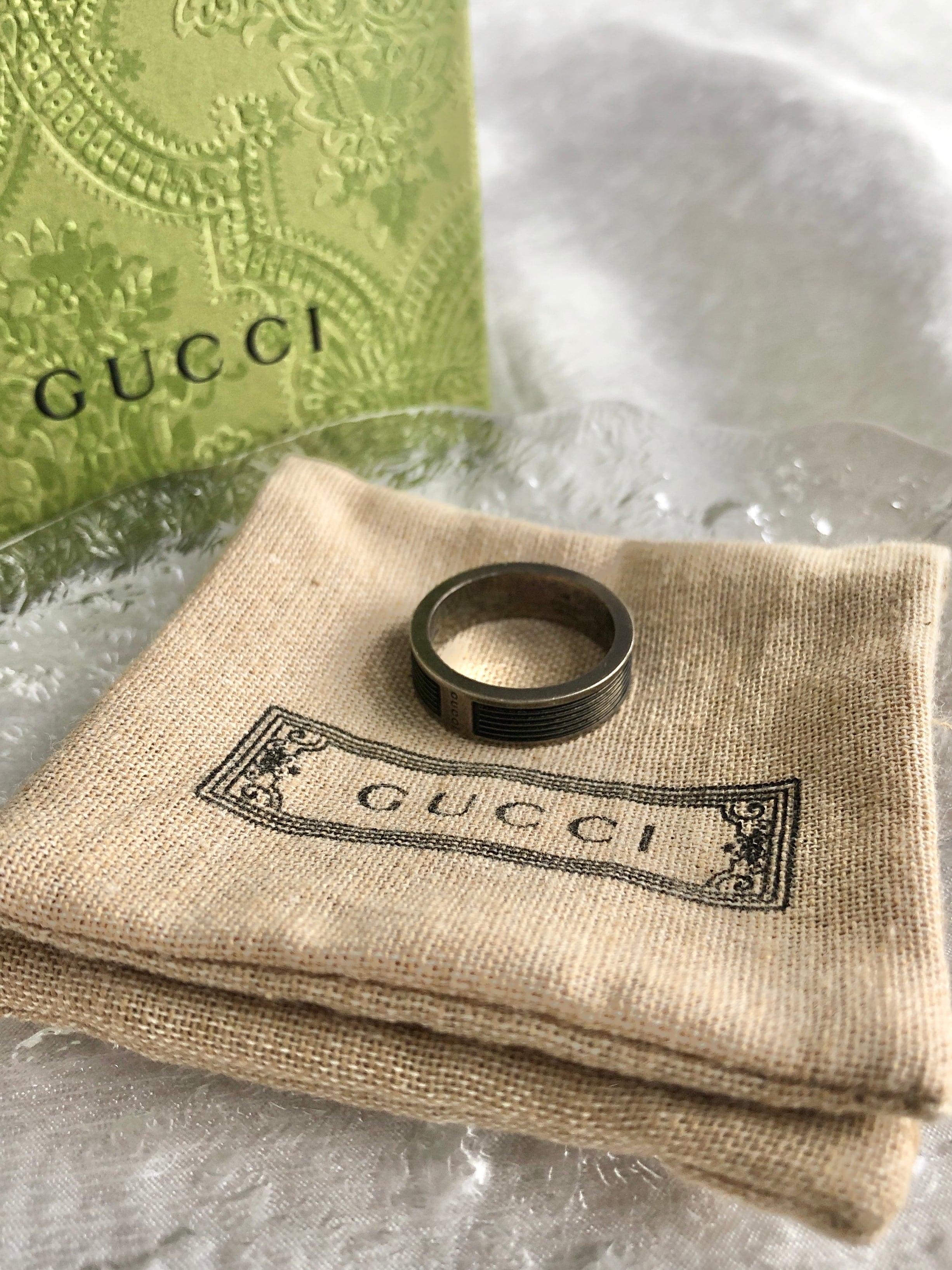 GUCCI グッチ 指輪 ブラック ロゴ 925 ボーダー vintage ヴィンテージ オールド zrcfxw