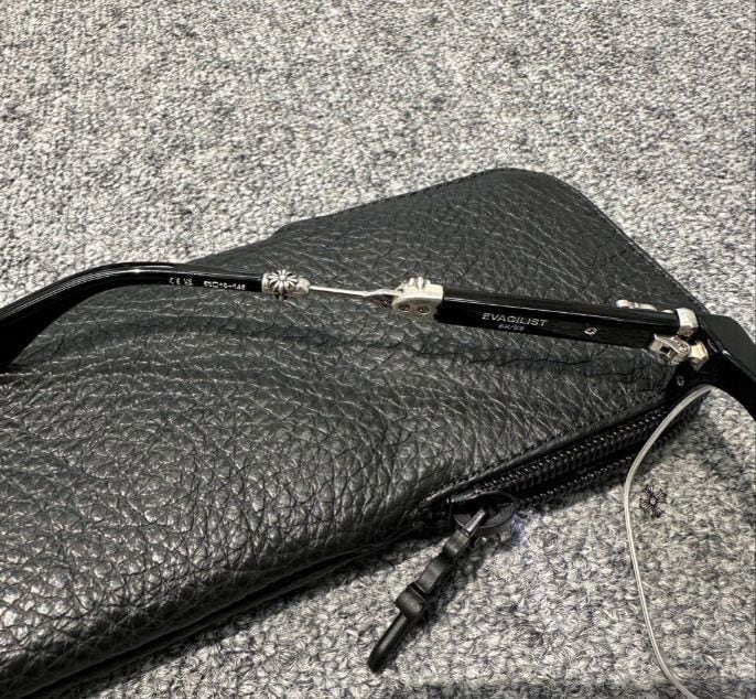 Chrome hearts(クロムハーツ) メガネ EVAGILIST クリア×黒×シルバー クロムハーツ メガネフレーム 伊達メガネ CHROME HEARTS EVAGILIST-BK