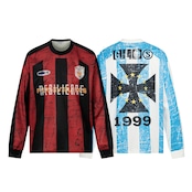 ストリート GLFSストライプクロスVネックメッシュ ロングTシャツ T1806