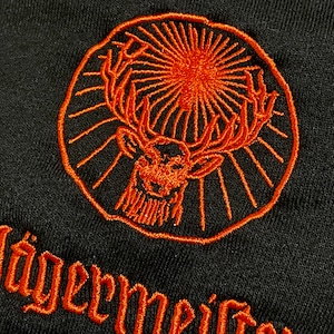 【Jägermeister】企業系 企業ロゴ リキュール お酒 アルコール アドバタイジング イエーガーマイスター ワンポイント 刺繍ロゴ ハーフジップ スウェット プルオーバー 黒 XL ビッグシルエット ラグラン US古着