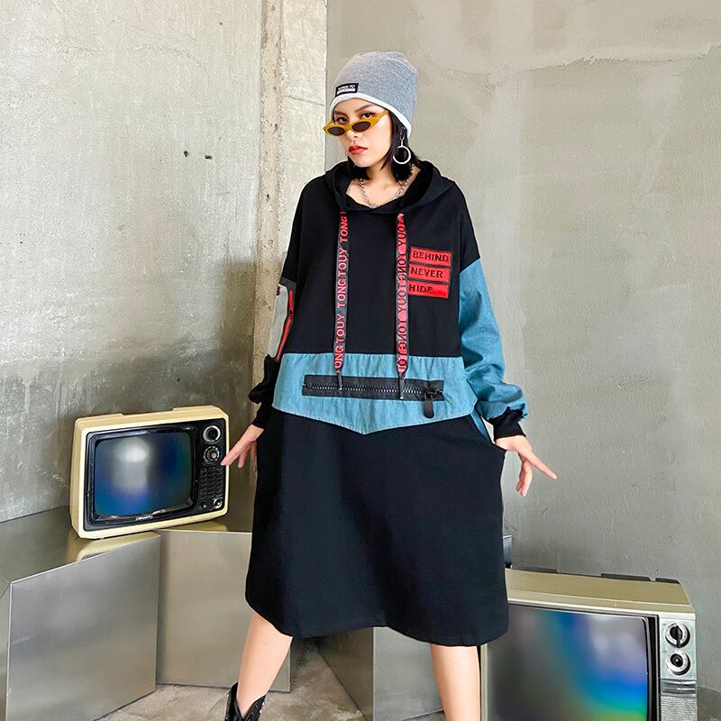 ドレス ルーズフードセーター スカート 大きめサイズ ラブタオタオダレンハウス81575143477