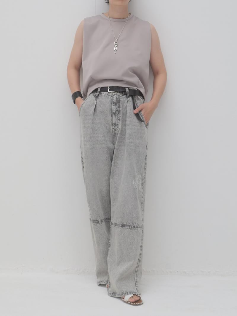YENN 】HIGH RISE TUCK WIDE PANTS / LGRAY | valance 福井 YENN 】HIGH RISE TUCK WIDE PANTS / LGRAY | valance 福井