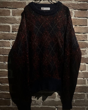 【Caka act3】"Pierre Balmain" Argyle Pattern Vintage Knit Sweater