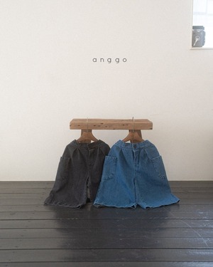 【anggo】サスペンダー付きワイドデニム ブラック 80〜120cm 241016