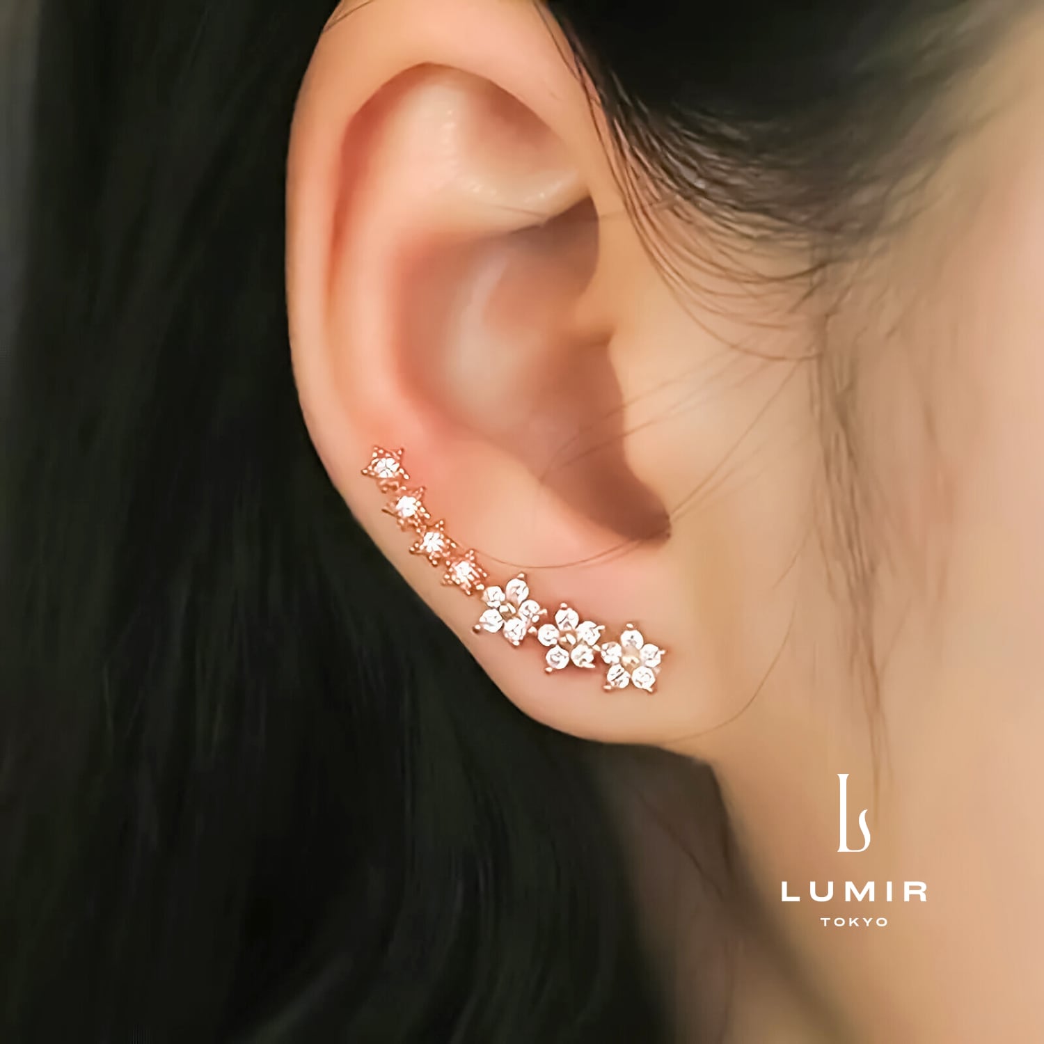 フラワーラインシャイニーピアス | Lumir（ルミール）| 金属アレルギー