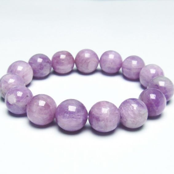 クンツァイト ブレスレット 14mm ミルキークンツァイト 一点物 111-19677