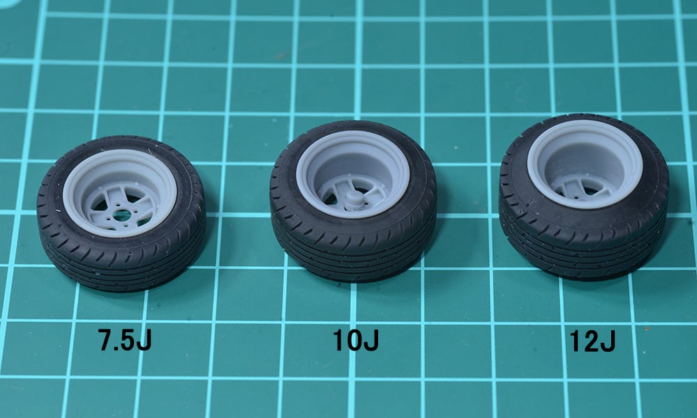 1/24 4スポークホイール(タイヤセット) 14インチ 3Dプリンタ出力未塗装