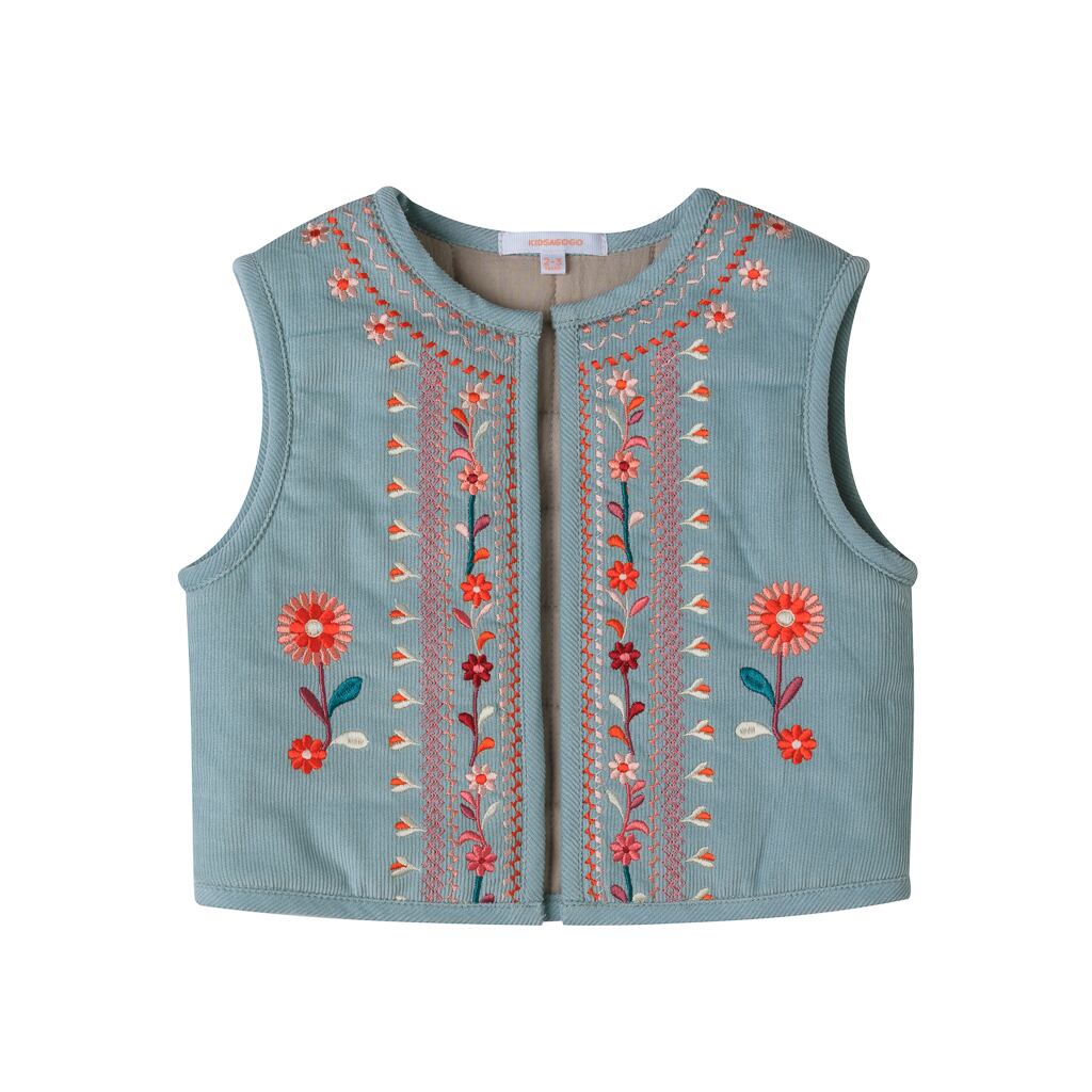 【KIDSAGOGO】Embroidered Gilet Powder Blue