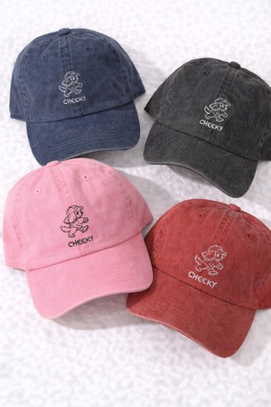 cheekyキャバリア　vintage加工キャップ(blue)
