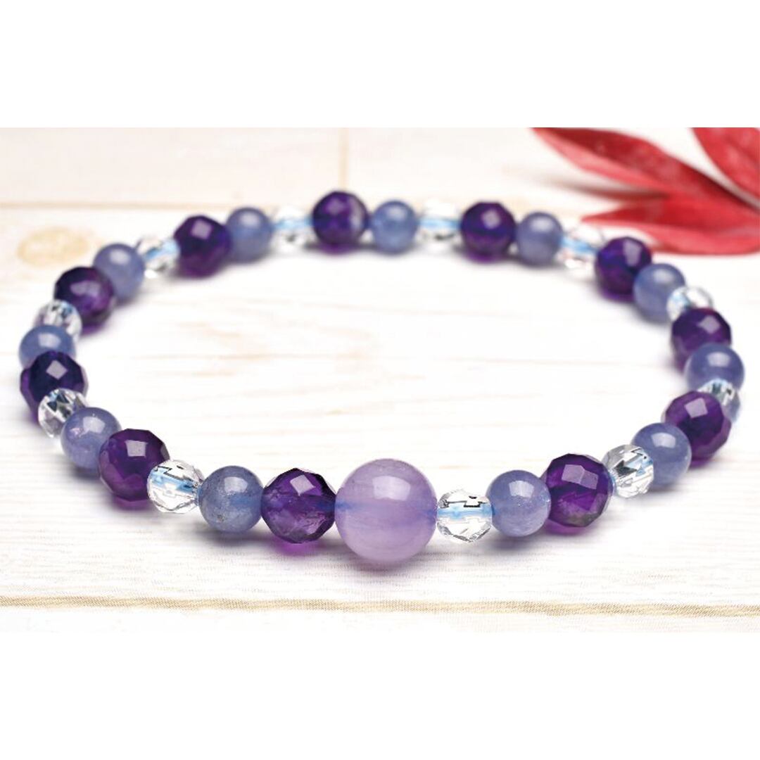 【愛と慈しみの心】高品質 天然石 タンザナイト×アメジスト ブレスレット(5mm×6mm)