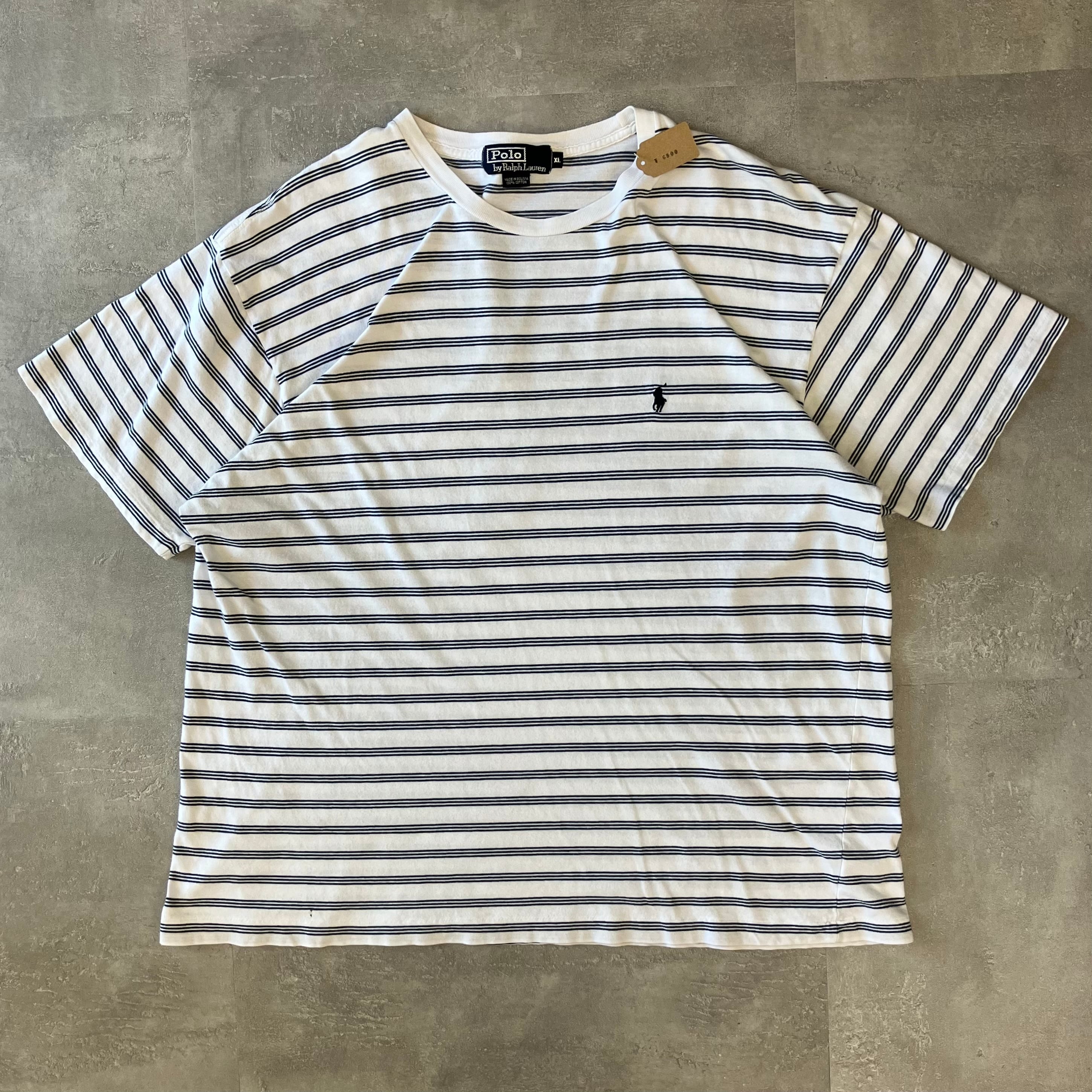 POLO Ralph Lauren ポロラルフローレン 90s ボーダーTシャツ ワンポイント刺繍 XL No.3038