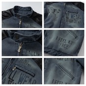 【暖かさUP】PUレザーパッチワーク 中綿ジャケット T1923