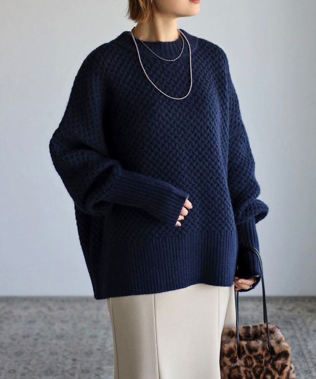 ハニカムニットプルオーバー