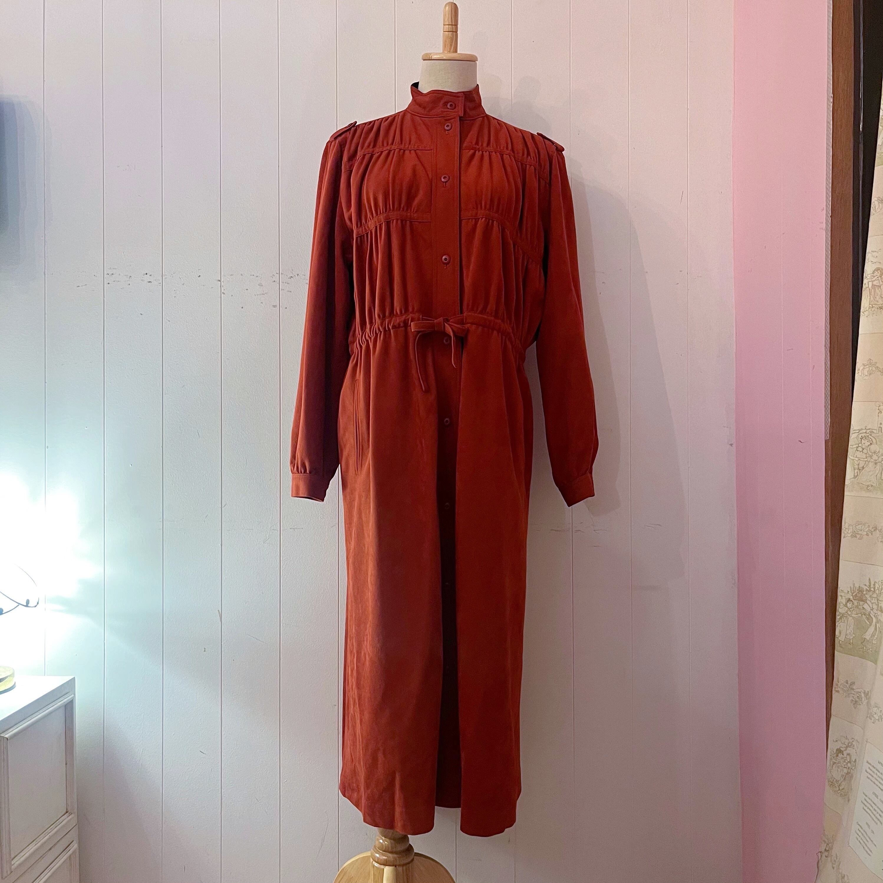 dark orange gather ribbon one-piece