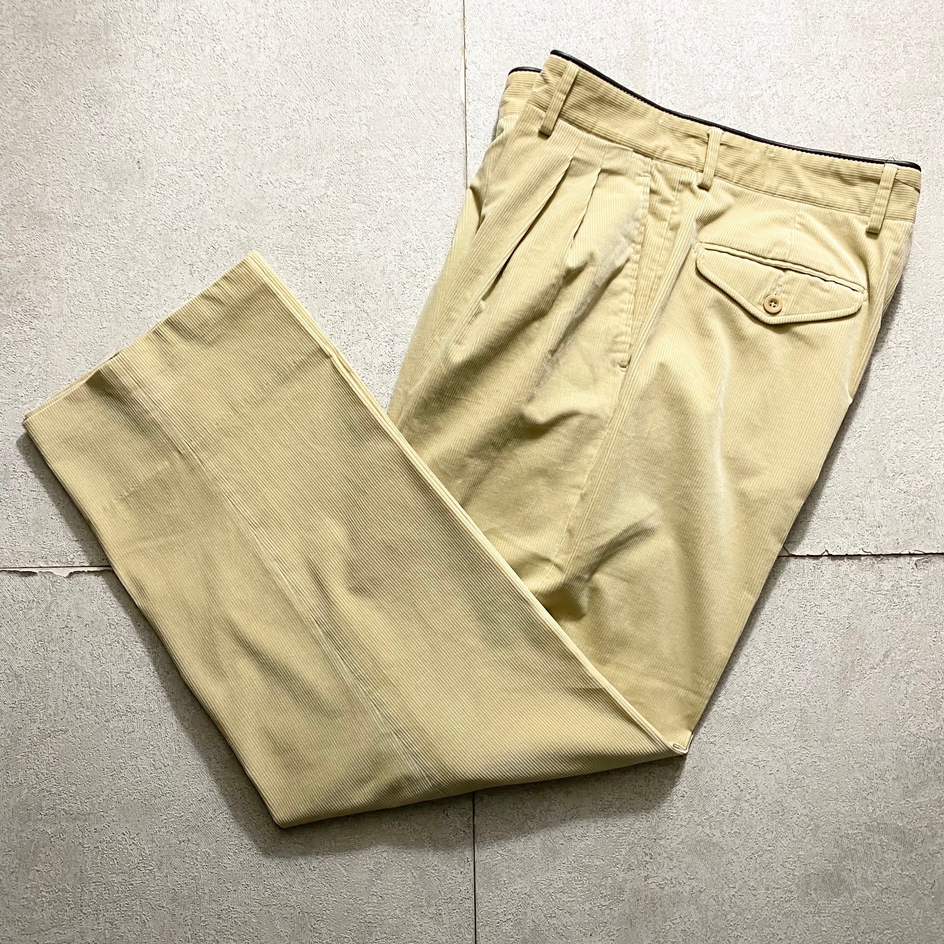 vintage HERMES leather trimming corduroy pants | NOIR ONLINE