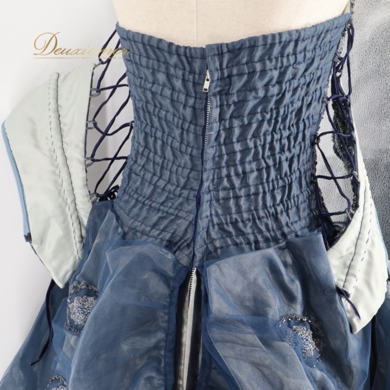 カラードレス ウエディングドレス 披露宴 結婚式 前撮り palma rosa パルマローザ 撮影 紺 レース 演奏会 発表会 上品 ビーズ 高級感 編み上げ ネイビー系 豪華 おしゃれ フォーマル ドレスアップ ステージ衣装 結婚式 パーティー 大人可愛いエレガント