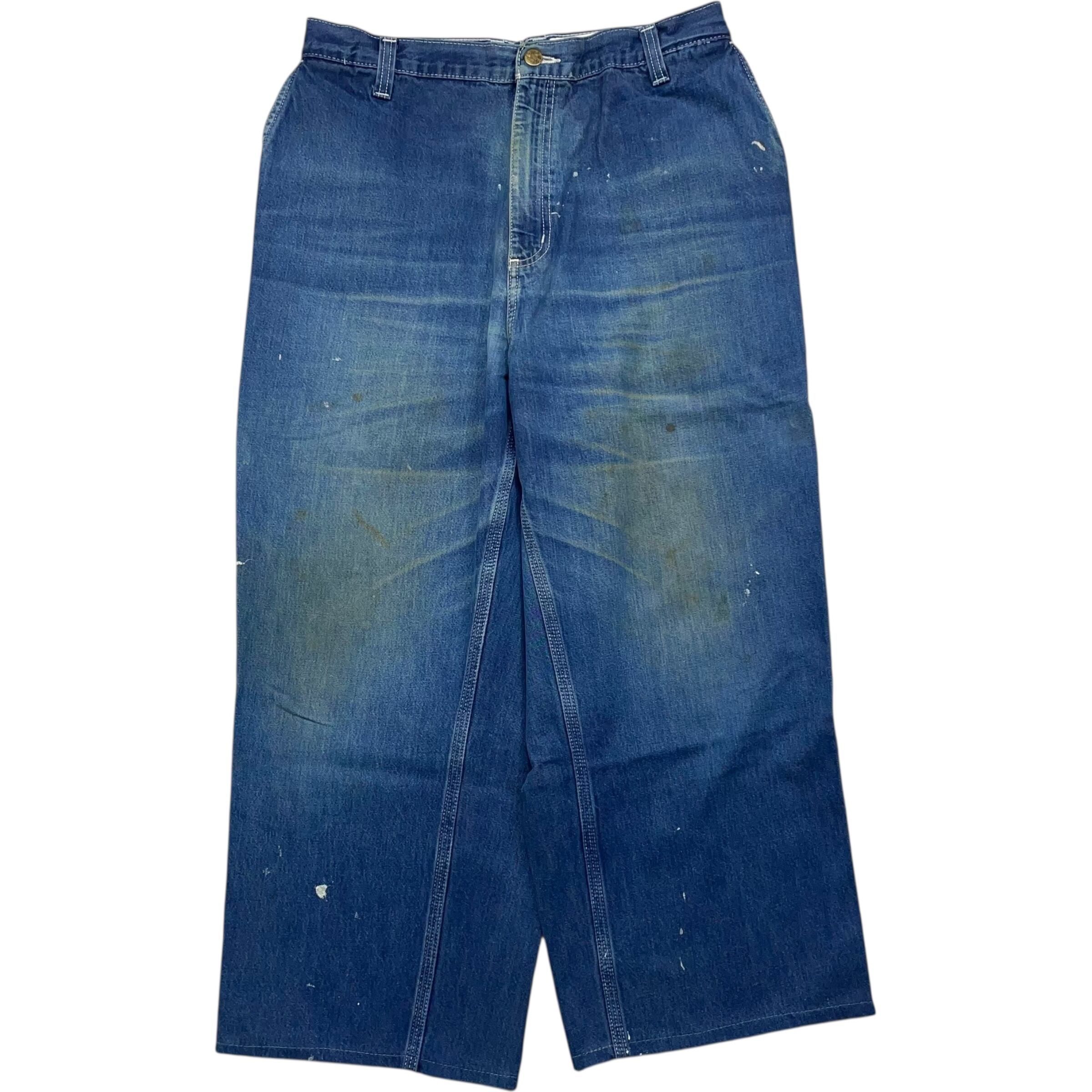 《実寸 W31L24》 Carhartt カーハート デニムパンツ ワイドパンツ 色落ち ヒゲ ブルー no.8136
