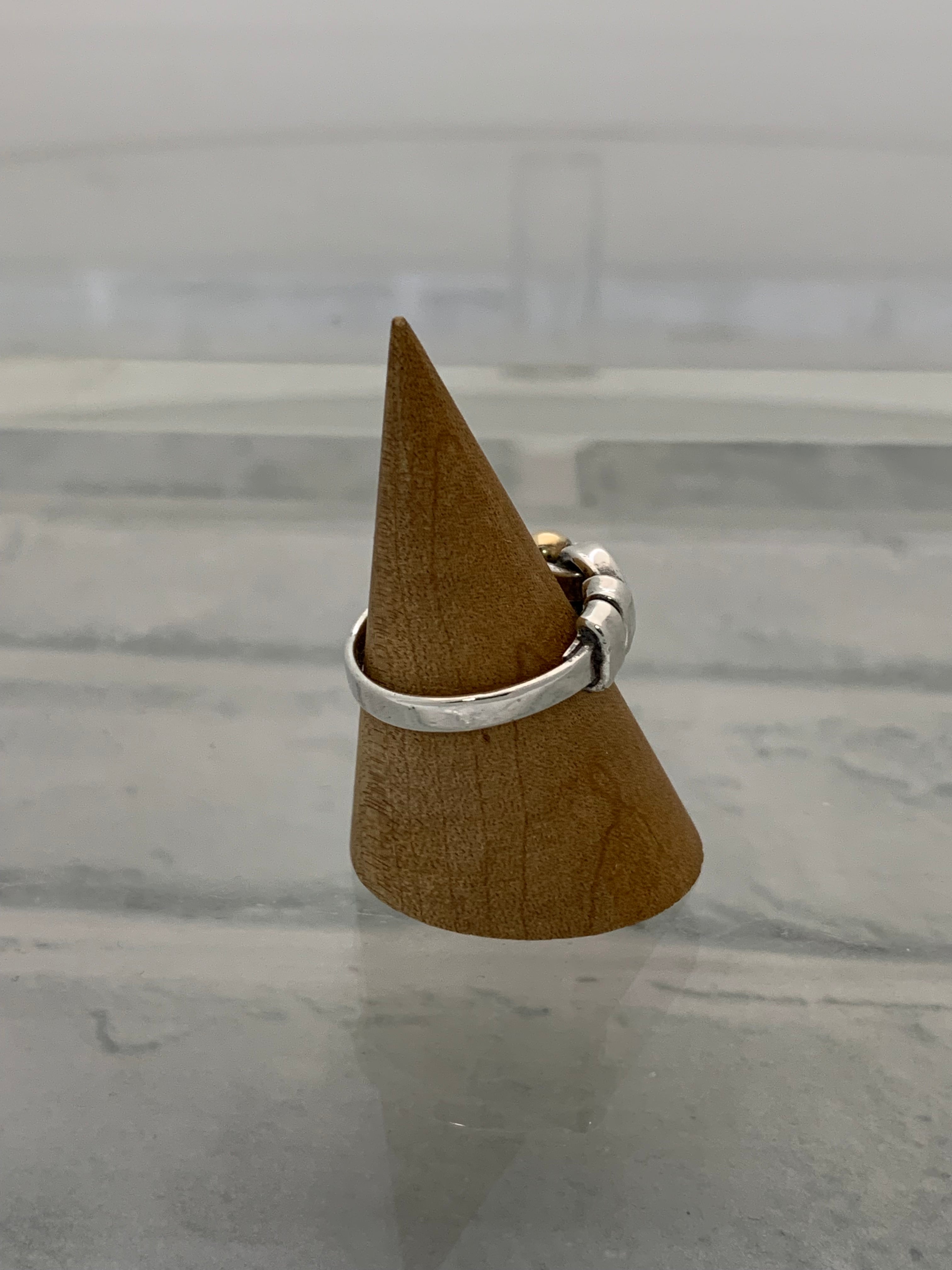 オールドティファニー 14号 フック&アイ コンビ リング TL3f コンビフック＆アイリング シルバー×ゴールド ヴィンテージ