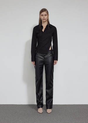 [BOHEMIAN SEOUL] DIAGONAL SLIM FIT SHIRT, BLACK 正規品 韓国ブランド 韓国通販 韓国代行 韓国ファッション bohemseo ボヘミアンソウル ボヘムソ 日本 店舗