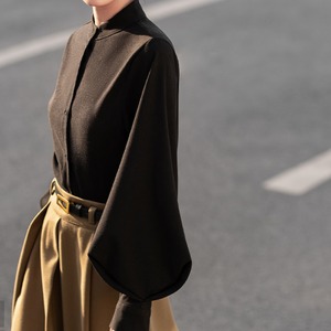 スタンドカラーランタンスリーブシャツ 3color A00741