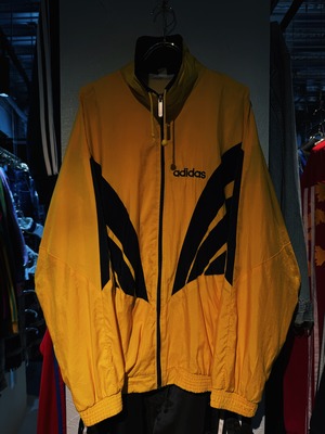 【D4C】80's"ADIDAS"EURO VINTAGE navy switching yellow color nylon track jacket