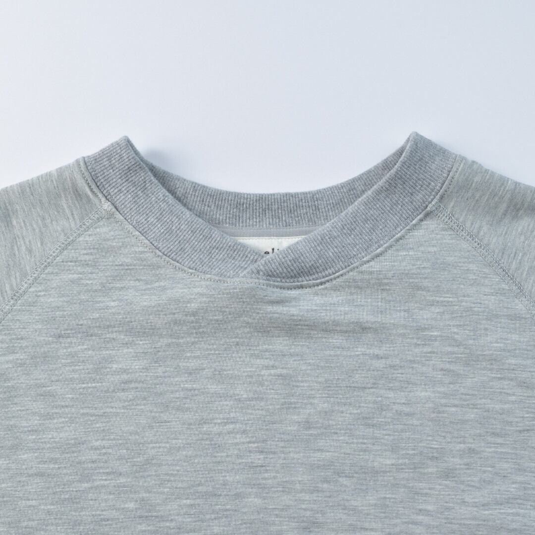 atelier naruse アトリエナルセ コットンリヨンセル裏毛半袖スウェット・ライト杢グレイ