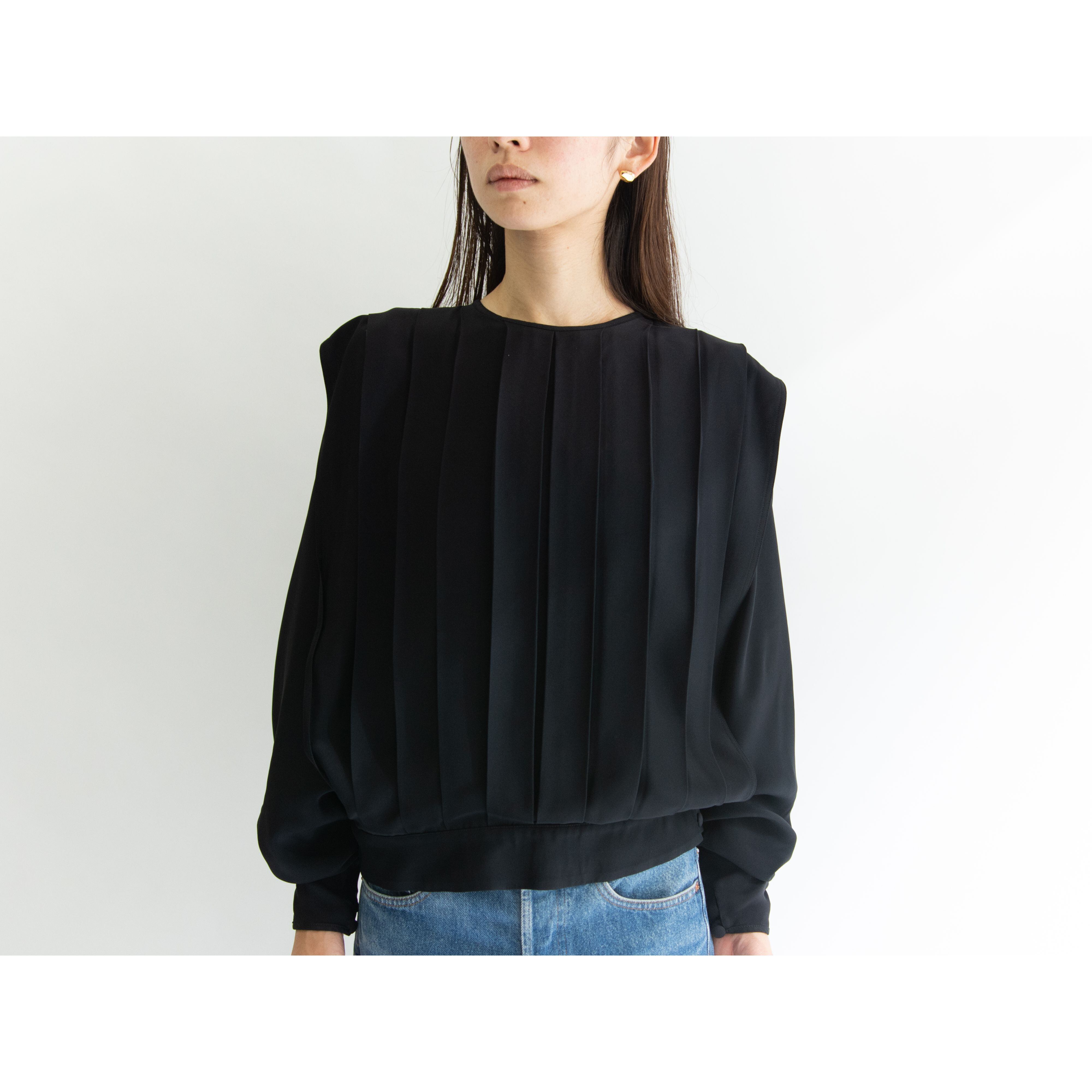 【Made in Italy】Pleated dolman sleeve blouse（イタリア製 ドルマンスリーブ プリーツブラウス シャツ）10b