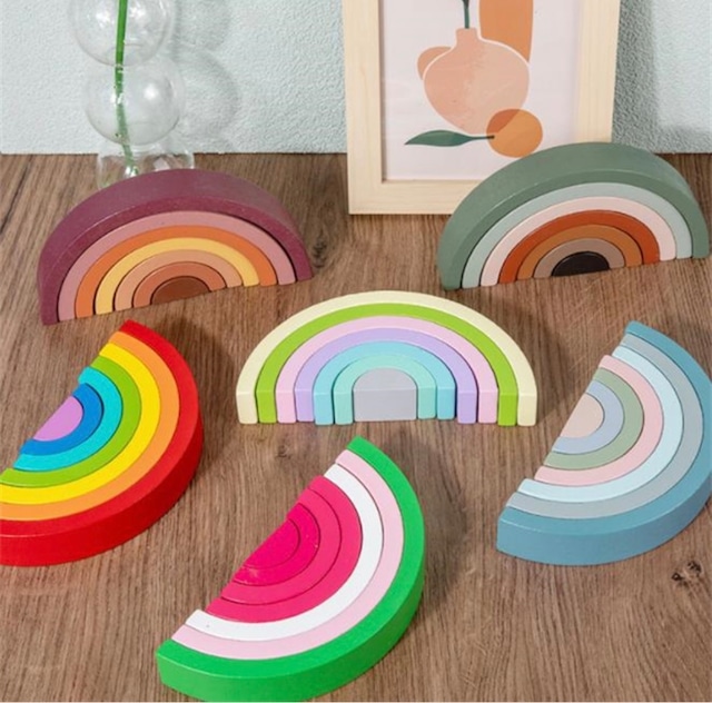 5色展開  子供玩具  虹の積み木          JY2023022042