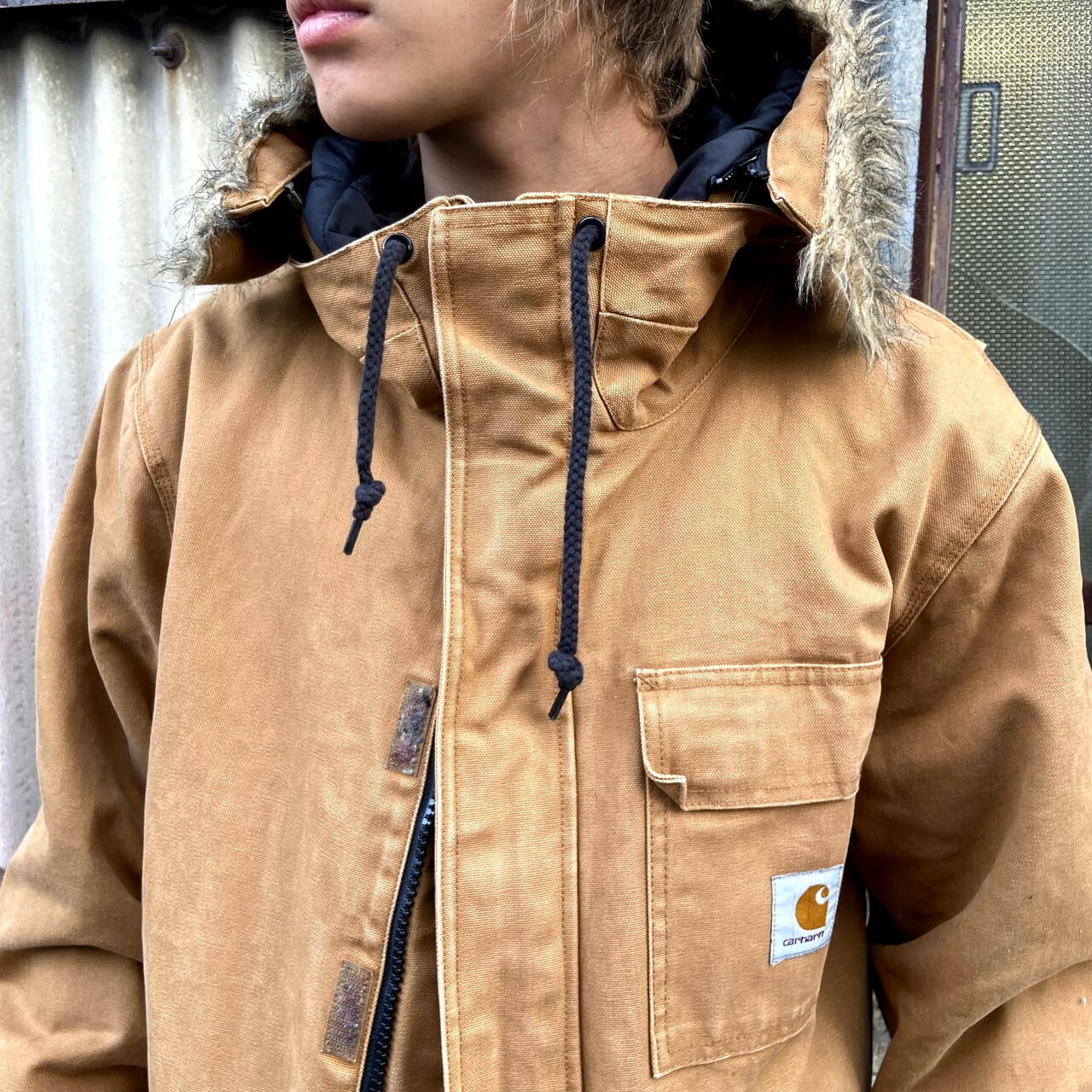 カーハート SIBERIAN PAKA シベリアンパーカー シンサレート ダック地 ワークジャケット メンズXL相当 古着 Carhartt  中綿入りキルティングライナー フェイクファー ブラウン 茶色 Thinsulate【ワークジャケット】【AL2110】 | cave ...