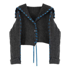 drawstring and oversized lapel cardigan <2colors>